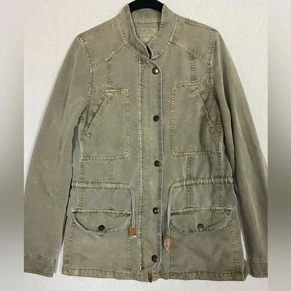 Hinge Green Rayon Blend  Lightweight Full Zip Military Utility Jacket Sz XS - Picture 1 of 15